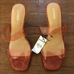 Clear red heeled sandals